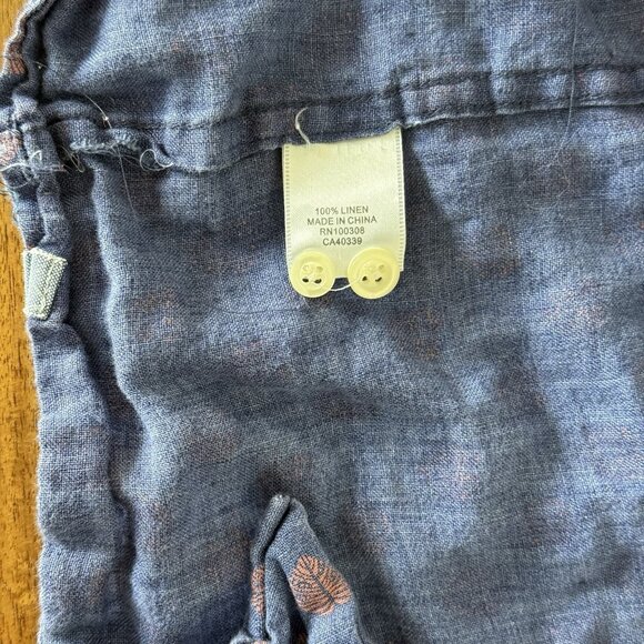 Peter Millar Short Sleeve Shirt Sz M Blue Button Up Fern All Over Print - Picture 11 of 12